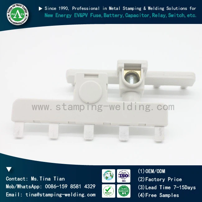 Tinned copper PP injection-molded insulated busbar with five plugs